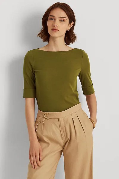 Блузка Judy из хлопка Lauren Ralph Lauren, зеленый
