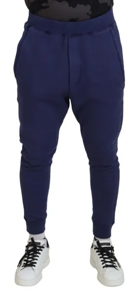 Брюки DSQUARED2 Синие хлопковые зауженные мужские брюки с логотипом IT48/W34/M 460usd