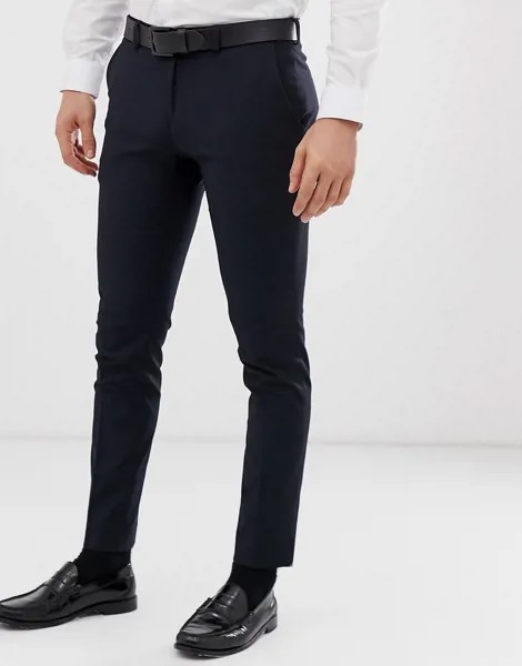 Темно-синие облегающие строгие брюки Burton Menswear-Темно-синий