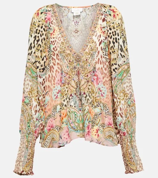 Шелковая блузка с принтом CAMILLA, разноцветный