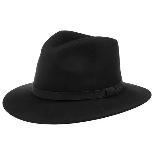 Шляпа федора Herman, шерсть, утепленная, размер 55, черный