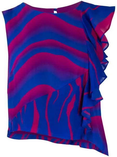 Just Cavalli блузка асимметричного кроя с абстрактным принтом
