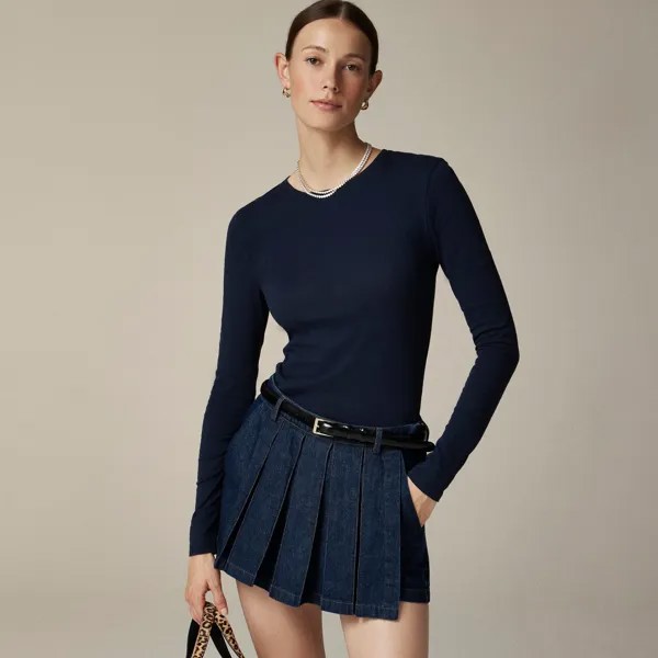 Футболка из креповой ткани с длинным рукавом J.Crew, синий