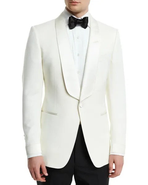 Куртка O'Connor Base из шерсти и мохера с атласными лацканами TOM FORD, цвет Ivory