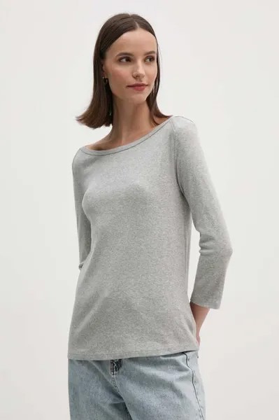 Хлопковая рубашка с длинным рукавом United Colors of Benetton, серый