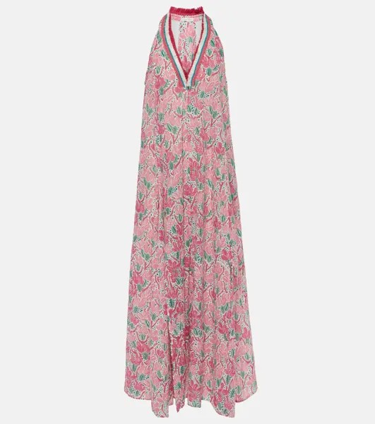 Платье макси nava с цветочным принтом Poupette St Barth, розовый