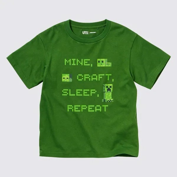 UNIQLO ДЛЯ ДЕТЕЙ MINECRAFT UT (Футболка с рисунком и коротким рукавом) В