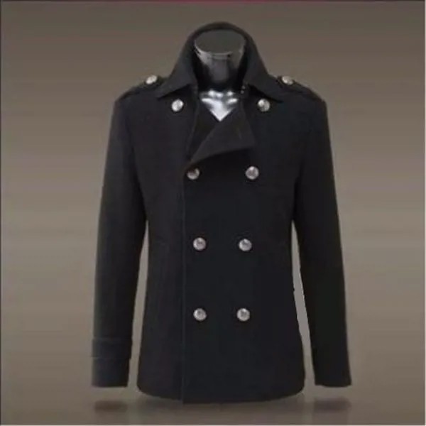 Шерстяное пальто T109, немецкая военная форма тонкое двубортное, модное мужское зимнее пальто, Короткое шерстяное