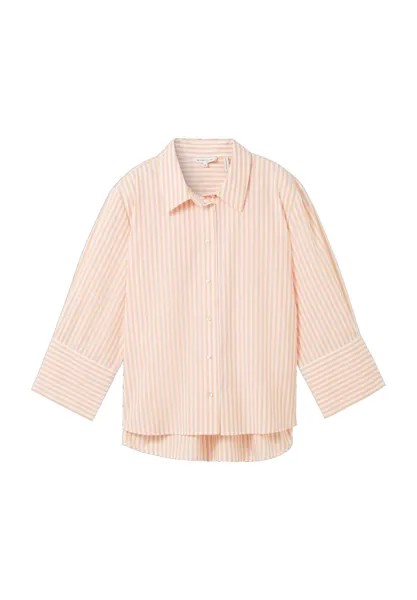 Блузка-рубашка, рукав 3/4, в полоску, женская TOM TAILOR, цвет Peach White
