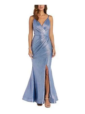NIGHTWAY Женское синее платье без рукавов с разрезом спереди на подкладке Petites 6P