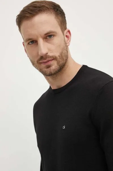 Свитер из смесового шелка Calvin Klein, черный