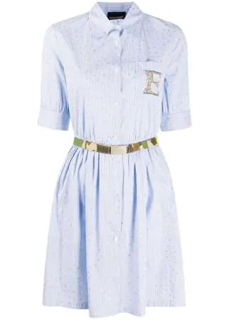 Ermanno Ermanno платье-рубашка в полоску с вышивкой