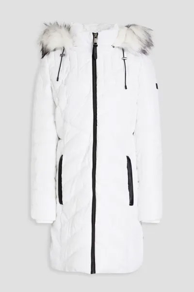 Стеганое пальто с капюшоном и отделкой из искусственного меха Dkny, белый