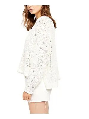 Женский свитер цвета слоновой кости с длинным рукавом и круглым вырезом FREE PEOPLE Petites S\P