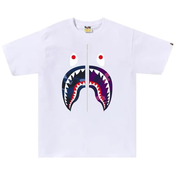 Футболка BAPE Color Camo Separate Shark Tee, цвет White/Navy
