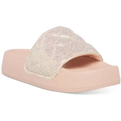 Madden Girl Womens Estie Rhinestone Flat Slip On Slide Sandals Shoes BHFO 9022