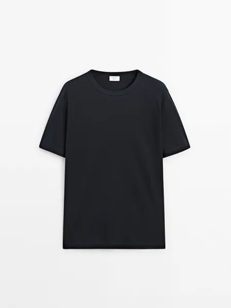Хлопковая футболка с коротким рукавом Massimo Dutti, синий