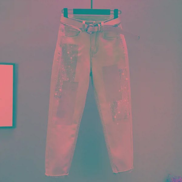 Хлопковые эластичные однотонные блестящие женские джинсы с бисером; Новинка осени 2022 года; Шаровары с высокой талией; Свободные винтажные женские брюки