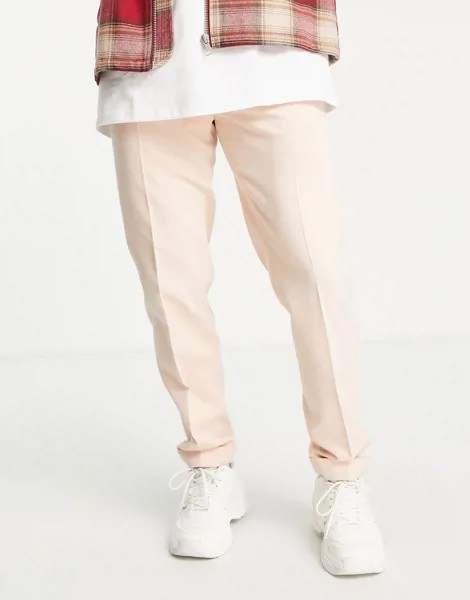 Узкие строгие брюки из мягкого материала персикового цвета с завышенной талией ASOS DESIGN-Оранжевый цвет