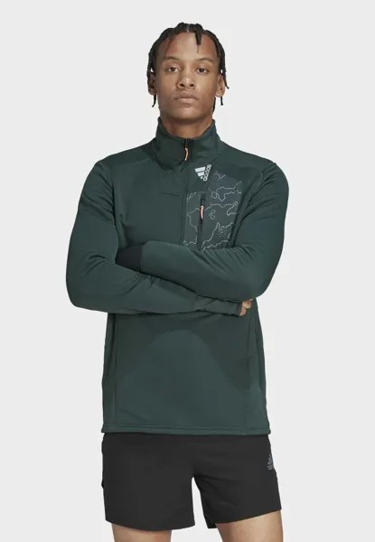 Толстовка adidas Performance, темно-зеленый, полуударно-оранжевый