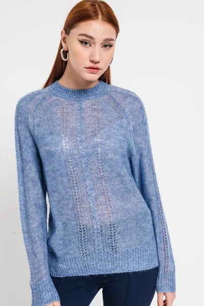 Ажурный свитер с овальным вырезом горловины Esprit, синий