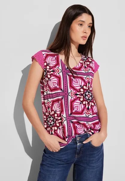 Длинный топ STREET ONE с графическим узором, цвет Magnolia Pink
