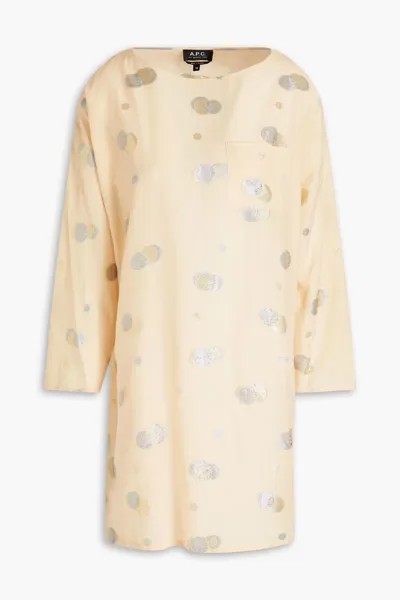Платье мини из хлопковой вуали цвета металлик-купе A.P.C., бежевый