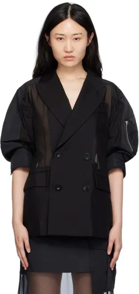 Черный пиджак со вставками Sacai, цвет Black