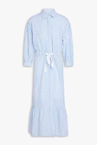 Полосатое платье-рубашка миди из хлопкового поплина Chinti & Parker, светло-синий