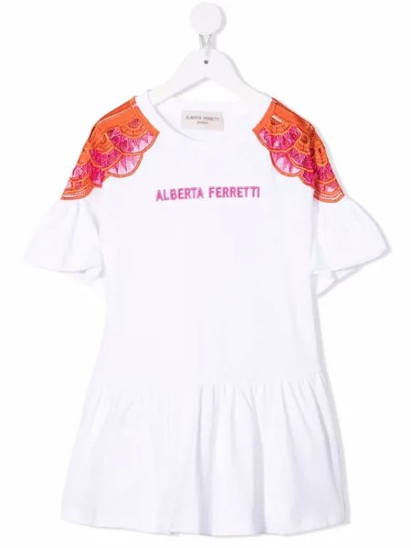 Alberta Ferretti Kids платье с вышитым логотипом