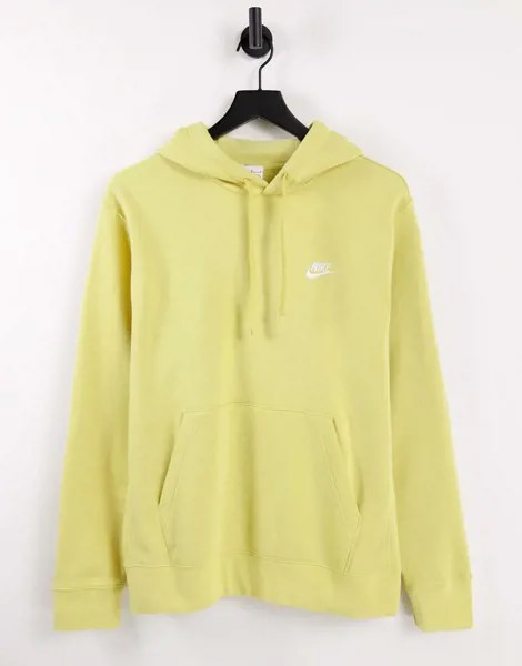 Флисовый худи горчичного цвета Nike Club-Желтый