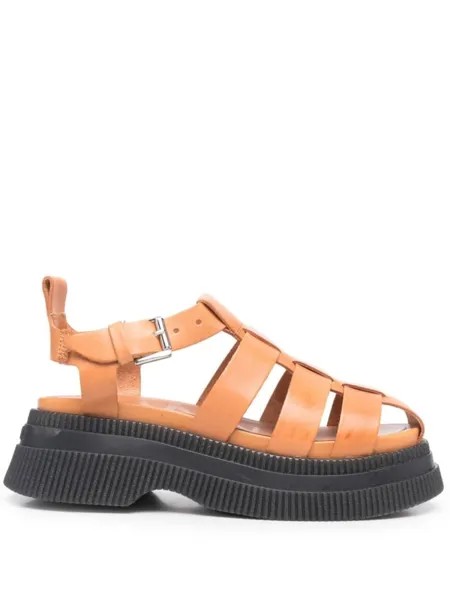 GANNI сандалии Creepers с ремешками, коричневый