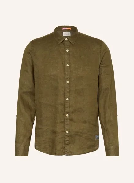 Льняная рубашка комфортного кроя Scotch & Soda, хаки