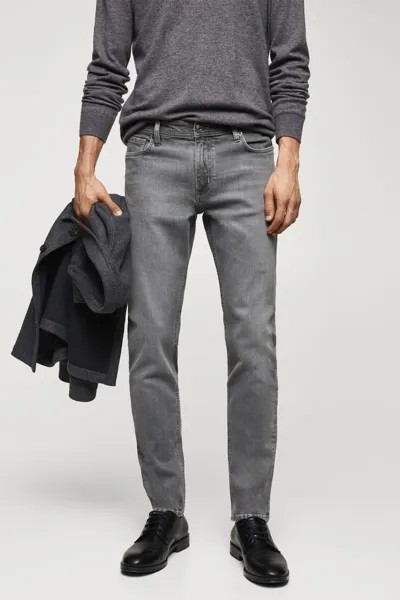 Узкие джинсы Jan со средней посадкой Mango, серый
