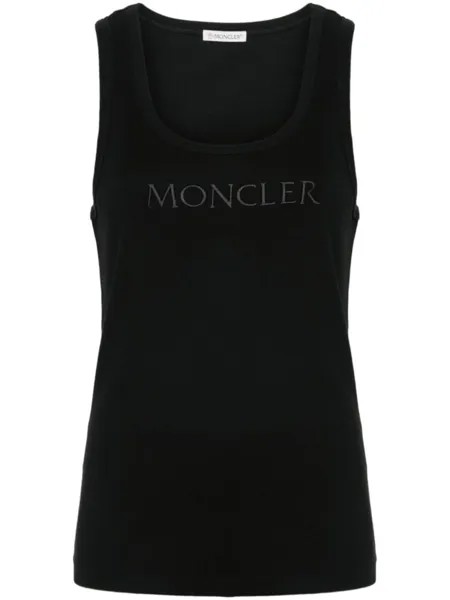Moncler топ с вышитым логотипом, черный