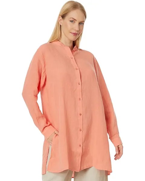 Рубашка Eileen Fisher Mandarin Collar Long Shirt, цвет Guava