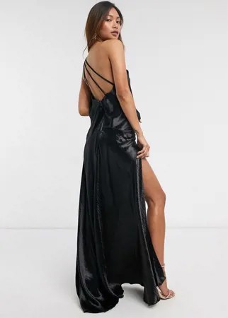 Платье макси на одно плечо ASOS DESIGN-Черный