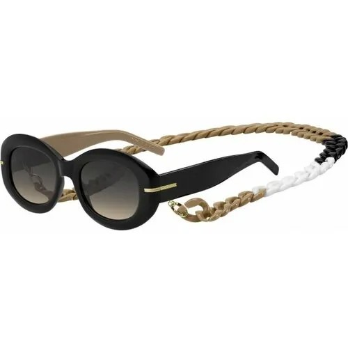 Солнцезащитные очки BOSS, овальные, оправа: пластик, с защитой от УФ, для женщин, черный