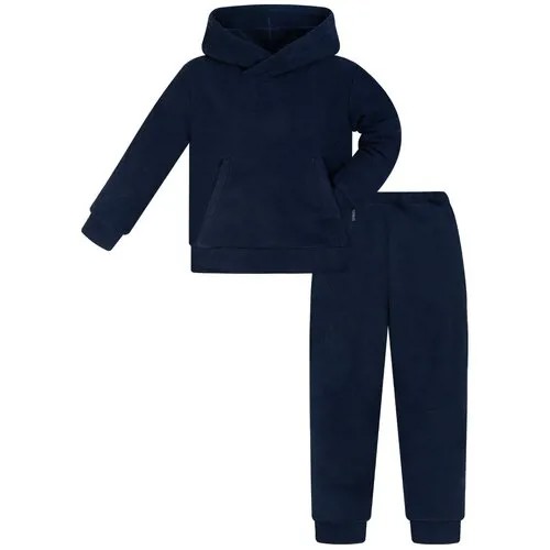 Комплект детский, флисовый,Утенок 7043г(ш), костюм: толстовка с капюшоном и брюки на рост 122см,темно-синий