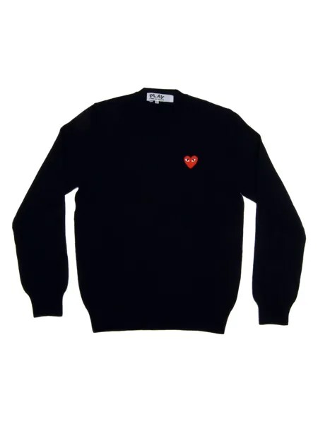 Свитер с V-образным вырезом Double Heart Play Comme des Garçons PLAY, черный