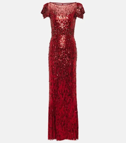 Платье Sungem с пайетками Jenny Packham, красный