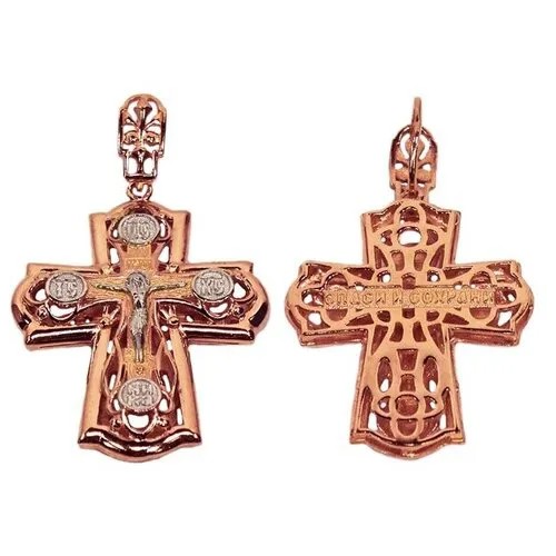 Крестик The Jeweller, серебро, 925 проба, золочение, золотой