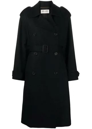Saint Laurent двубортное пальто с отлетной кокеткой