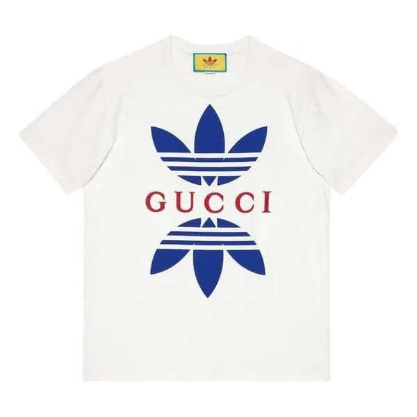 Футболка GUCCI x adidas cotton jersey T-shirt in white, белый