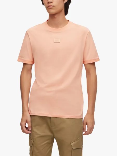 Хлопковая футболка с логотипом HUGO BOSS Diragolino, пастельный персиковый цвет