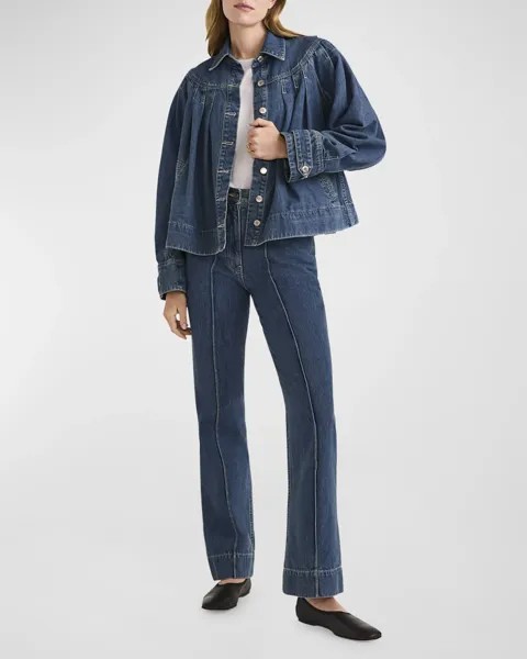 Джинсовая куртка Easton с защипами Merlette, цвет Mid-Blue Wash