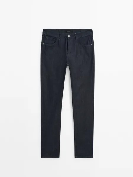 Джинсы узкого кроя с потертым эффектом Massimo Dutti, индиго