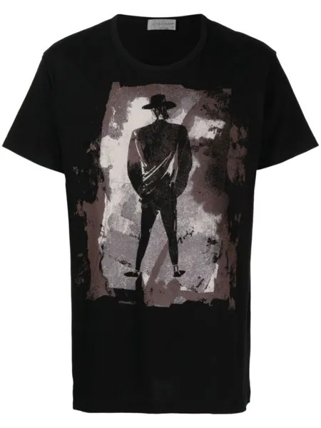 Yohji Yamamoto футболка с графичным принтом, черный