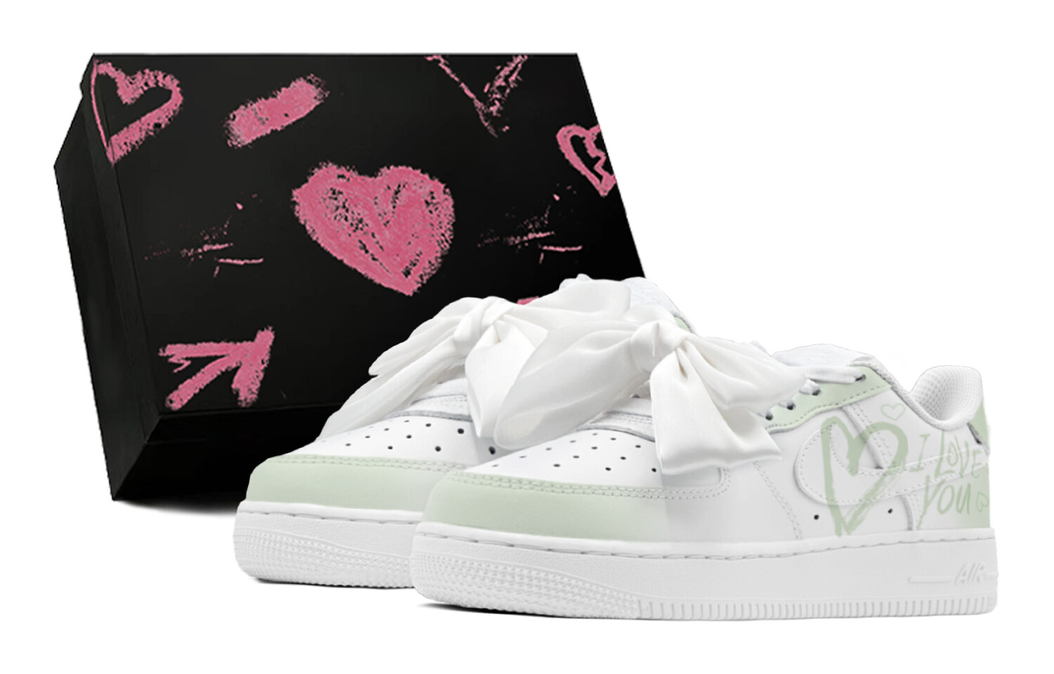 Кроссовки Nike Air Force 1 Skateboarding Shoes Women's Low-top White/Green, зеленый