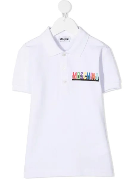 Moschino Kids рубашка поло с логотипом на груди